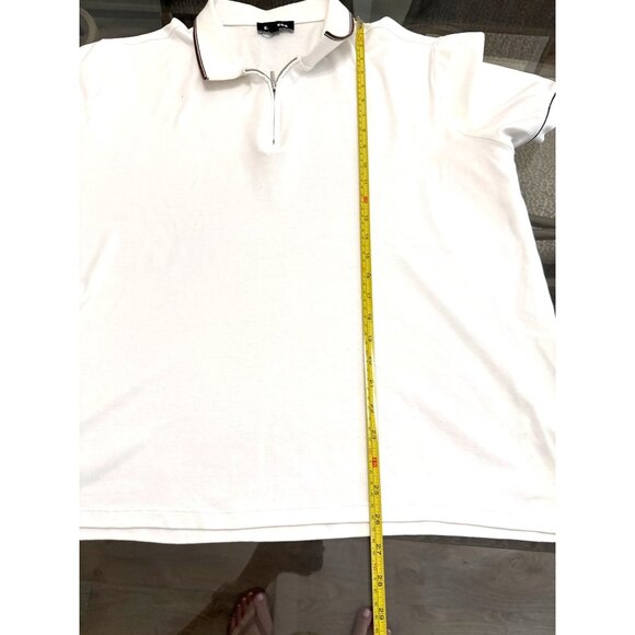 Mens White Express Polo Shirt XL With Contrast Trim & Quarter-Zip Collar - Picture 6 of 6
